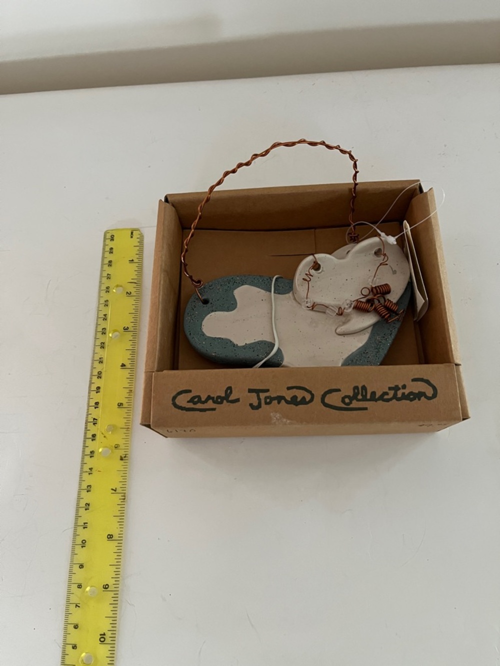 Ceramic Heart Wall Hanging - Blue and Cream